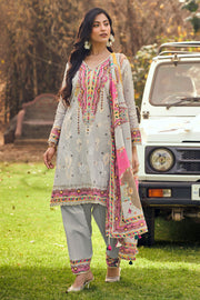 Grey Pure Mal Mal Cotton Embroidered Digital Print Designer Salwar Suit