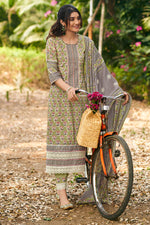 Load image into Gallery viewer, Pure Cotton Hand Block Print Long Straight Cut Salwar Kameez
