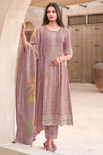 Load image into Gallery viewer, Pure Muslin Shimmer Digital Print Straight Cut Salwar Suit In Wine Color
