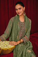 Load image into Gallery viewer, Sea Green Moga Silk Digital Print With Embroidered Salwar Suit
