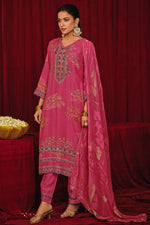 Load image into Gallery viewer, Rani Silk Digital Print With Embroidered Suit
