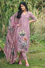 Load image into Gallery viewer, Lavender Pure Moga Silk Embroidered Salwar Suit
