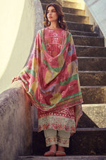 Load image into Gallery viewer, Pink Pure Muslin Silk Jacquard Printed Long Designer Salwar Kameez