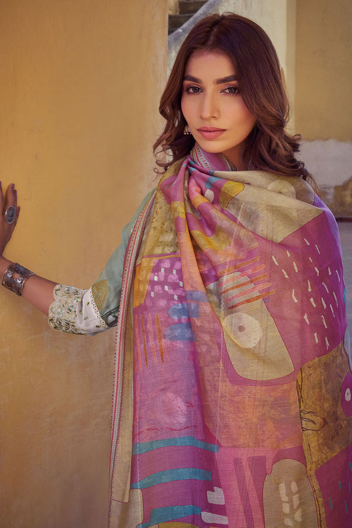 Pure Muslin Silk Jacquard Printed Long Designer Salwar Kameez