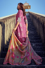 Load image into Gallery viewer, Pure Muslin Silk Jacquard Printed Long Designer Salwar Kameez In Pink Color