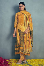 Load image into Gallery viewer, Mustard Pure Muslin Silk Digital Print Casual Salwar Kameez
