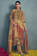 Load image into Gallery viewer, Brown Pure Muslin Silk Digital Print Casual Suit