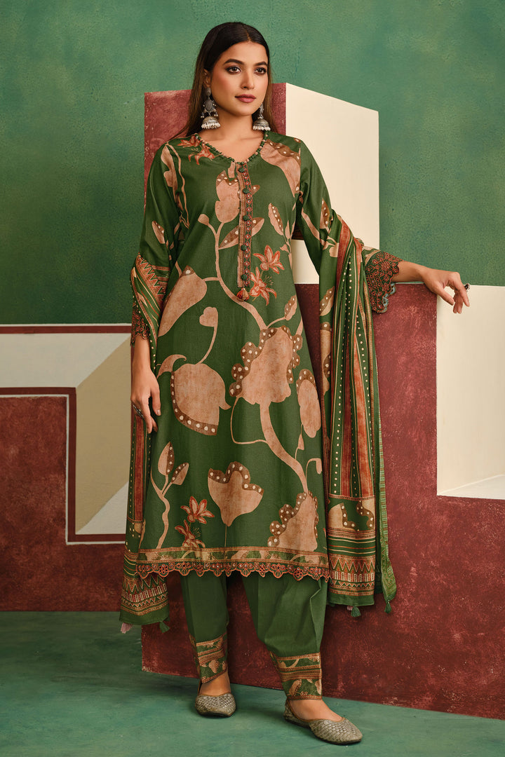 Premium Pashmina Printed Embroidery Lace Work Salwar Suit