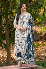 Load image into Gallery viewer, Designer Pure Linen Embroidered Digital Print Salwar Kameez