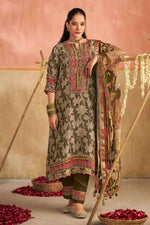 Load image into Gallery viewer, Pure Silk Brocade Jacquard Digital Print Designer Straight Cut Salwar Kameez