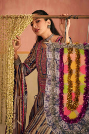 Blue Pure Silk Brocade Jacquard Digital Print Designer Straight Cut Salwar Suit