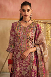 Rani Pure Silk Brocade Jacquard Digital Print Designer Straight Cut Dress