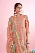 Load image into Gallery viewer, Pink Pure Muslin Simmer Silk Digital Print With Handwork Designer Salwar Suit
