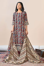 Load image into Gallery viewer, Maroon Pure Cotton Block Print With Fancy Borer Embroidery Work Long Dress
