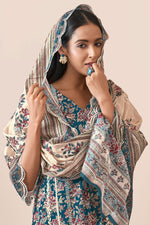 Load image into Gallery viewer, Pure Cotton Block Print With Fancy Borer Embroidery Work Teal Color Long Salwar Kameez
