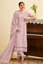 Load image into Gallery viewer, Pink Pure Cotton Khadi Block Print Long Straight Cut Salwar Suit