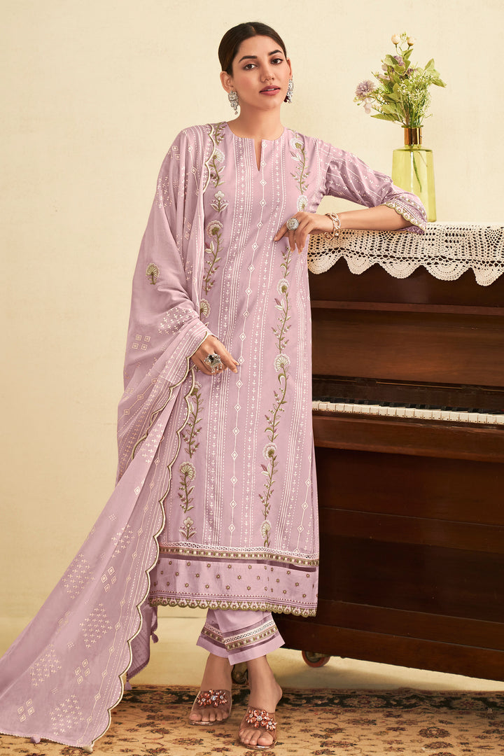 Pink Pure Cotton Khadi Block Print Long Straight Cut Salwar Suit