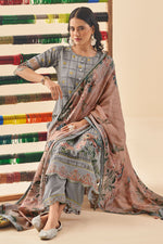 Load image into Gallery viewer, Grey Pure Muslin Digital Print Salwar Suit
