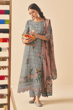Load image into Gallery viewer, Grey Pure Muslin Digital Print Salwar Suit
