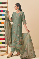 Load image into Gallery viewer, Sea Green Pure Muslin Digital Print Dress
