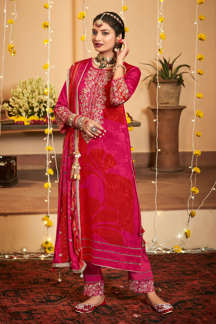 Red Embroidered Karva Chauth Special Salwar Suit