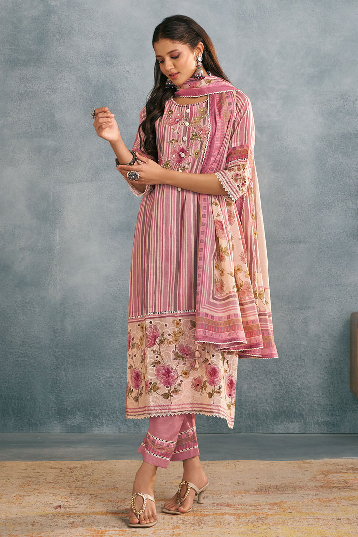 Pink Pure Mal Mal Cotton Digital Print Casual Salwar Kameez