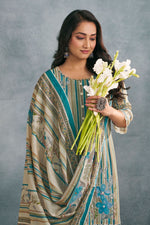 Load image into Gallery viewer, Cyan Pure Mal Mal Cotton Digital Print Straight Cut Salwar Kameez