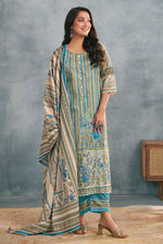 Load image into Gallery viewer, Cyan Pure Mal Mal Cotton Digital Print Straight Cut Salwar Kameez