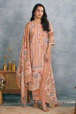 Load image into Gallery viewer, Elegant Mal Mal Cotton Peach Printed Suit With Borer Embroidery Work