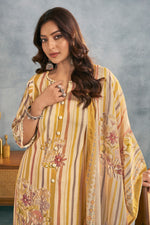 Load image into Gallery viewer, Beige Elegant Pure Malmal Cotton Digital Print Salwar Suit with Hand Embroidery