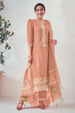 Load image into Gallery viewer, Peach Color South Cotton Top Dyed Jacquard Print Suit
