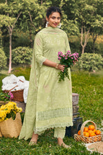 Load image into Gallery viewer, Sea Green Pure Cotton Khadi Block Print Long Straight Cut Suit
