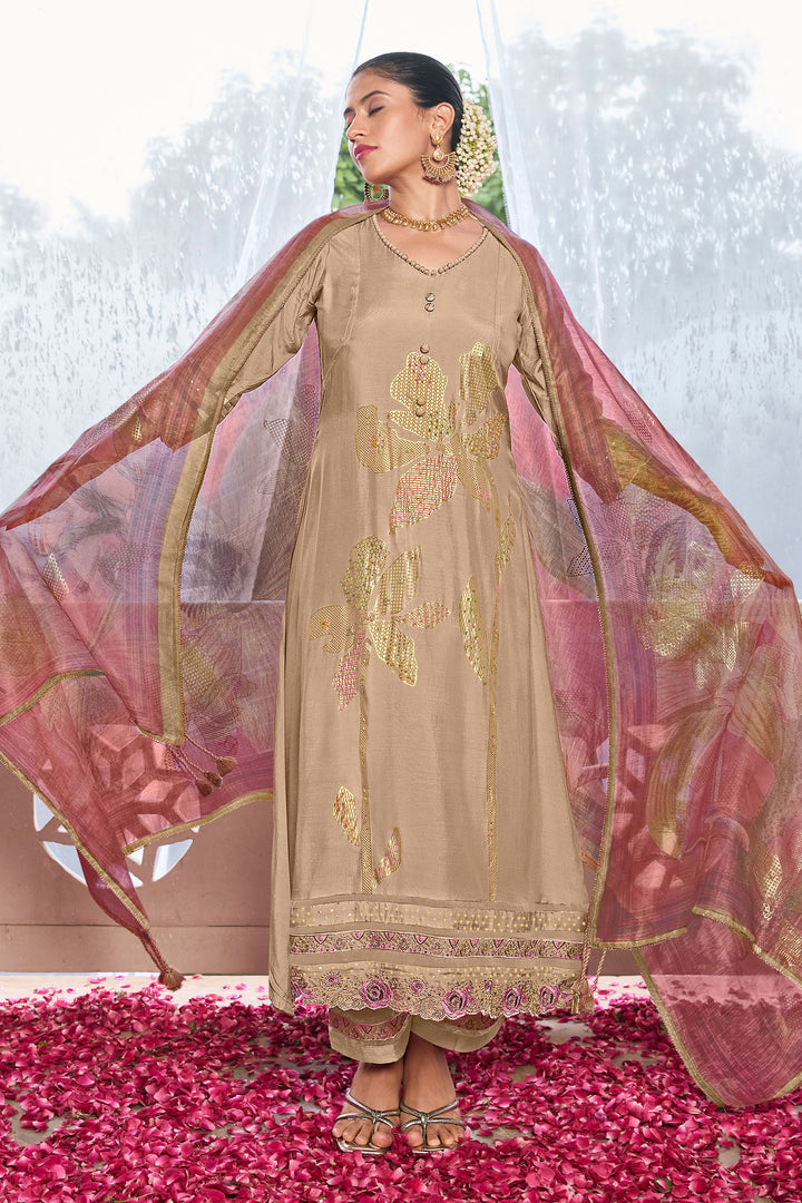 Pure Moga Silk Foil Print Designer Salwar Kameez