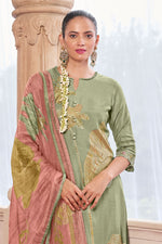 Load image into Gallery viewer, Pure Moga Silk Foil Print Designer Salwar Suit In Sea Green Color
