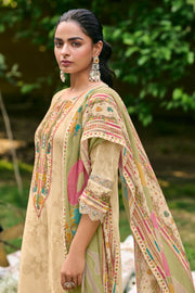 Cream Soft Mal Cotton Daily Wear Suit With Digital Print Dupatta