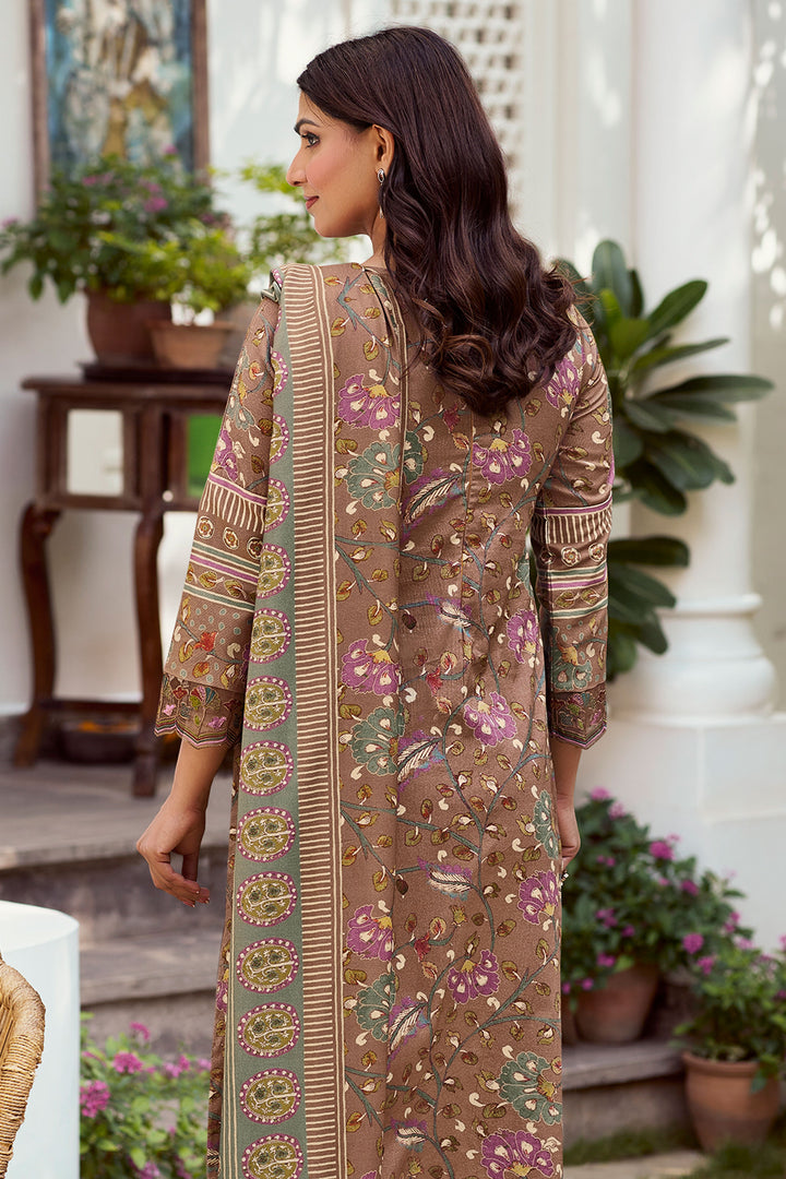 Brown Digital Print Pure Premium Corduroy Casual Salwar Suit