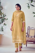 Load image into Gallery viewer, Chikoo Color South Cotton Top Dyed Jacquard Long Straight Cut Salwar Suit
