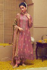 Load image into Gallery viewer, Pure Muslin Jacquard Sequence Embroidery Designer Salwar Kameez In Pink Color