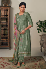 Load image into Gallery viewer, Sea Green Pure Moga Silk Embroidery Digital Print Designer Trending Long Dress
