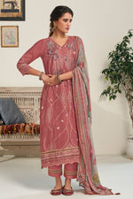 Load image into Gallery viewer, Pure Moga Silk Pink Digital Print Designer Long Salwar Suit
