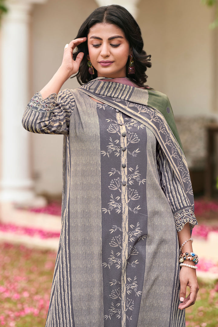 Pure Premium Corduroy Digital Print Straight Cut Salwar Kameez