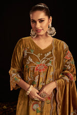 Load image into Gallery viewer, Brown Viscose Velvet Designer Festive Wear Kameez
