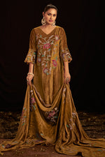 Load image into Gallery viewer, Brown Viscose Velvet Designer Festive Wear Kameez
