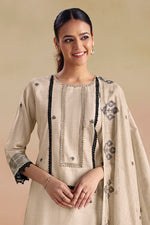 Load image into Gallery viewer, Premium Beige Jacquard South Cotton Ethnic Straight Cut Suit