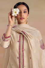 Load image into Gallery viewer, Festive Wear Beige Pure Cotton Jacquard Salwar Kameez