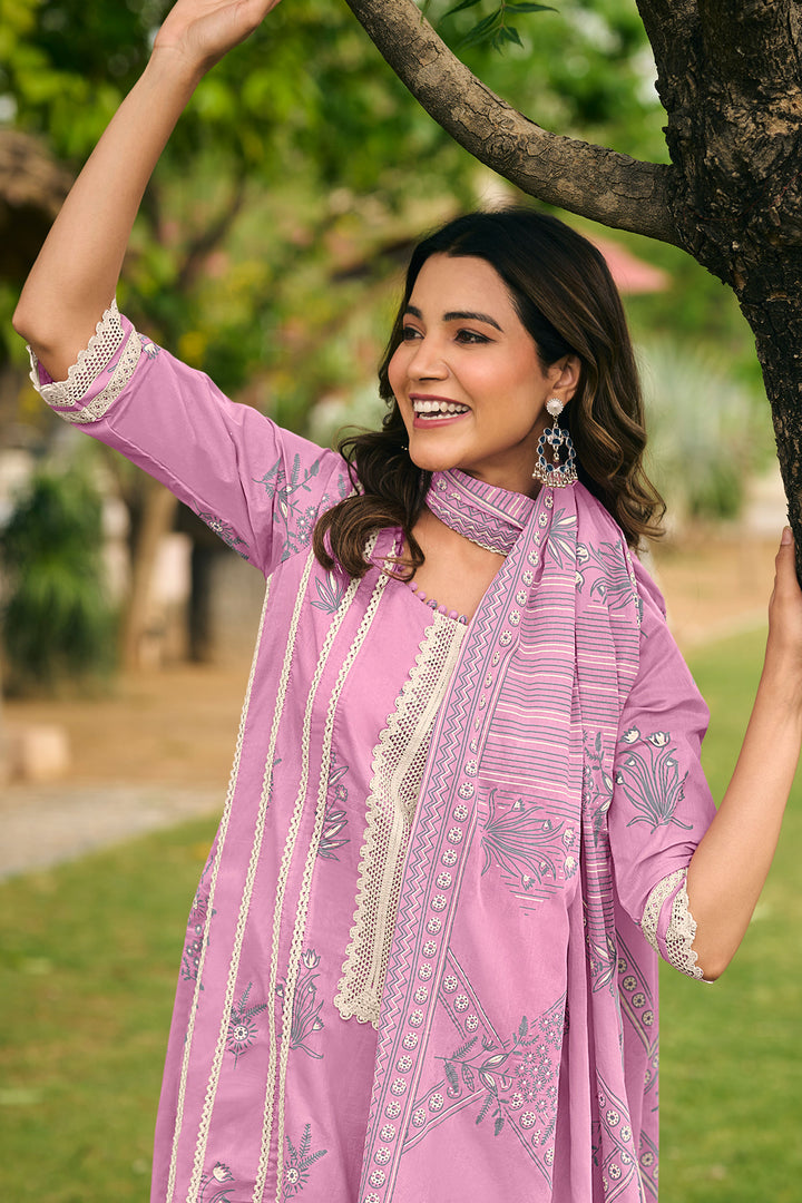 Pure Organdy Hand Block Print Casual Salwar Kameez