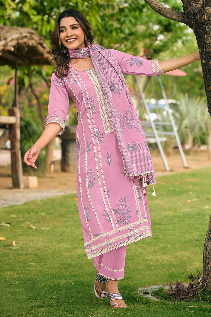 Pure Organdy Hand Block Print Casual Salwar Kameez
