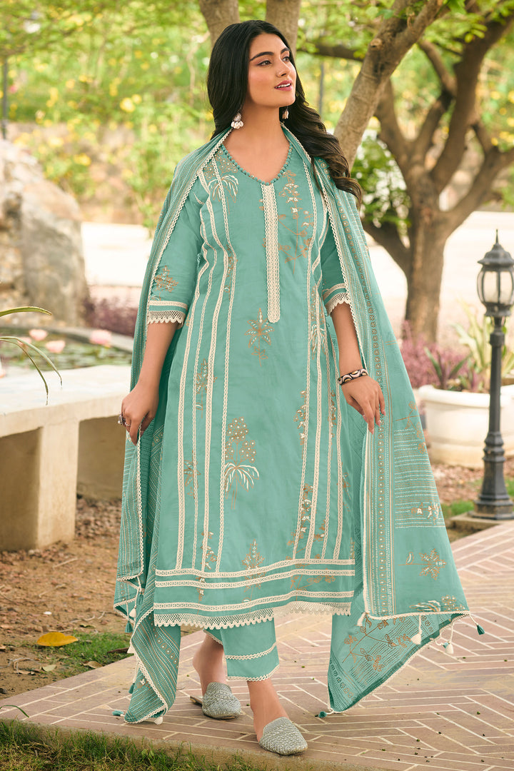 Elegant Organdy Hand Block Printed Salwar Suit