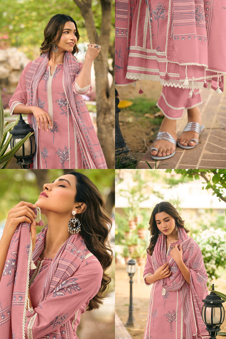 Traditional Hand Block Print Organdy Salwar Kameez Set