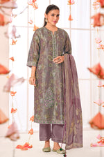 Load image into Gallery viewer, Purple Pure Shimmer Jacquard Silk Digital Print Straight Cut Dress
